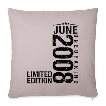 Birthday June 2008 June born in June 2008 - Sofa pillowcase 17,3'' x 17,3'' (45 x 45 cm) - light taupe - Front