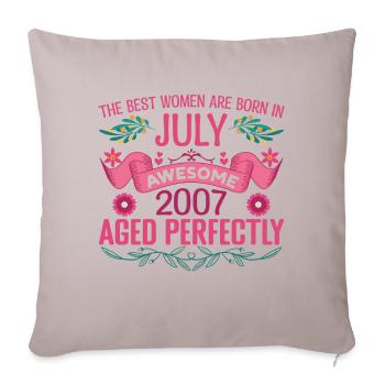Juillet 2007 anniversaire femme Juillet 2007 - Housse de coussin décorative 45 x 45 cm - taupe clair - Devant