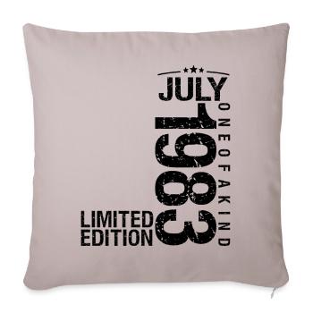 Anniversaire 1983 Juillet 1983 Juillet 1983 - Housse de coussin décorative 45 x 45 cm - taupe clair - Devant