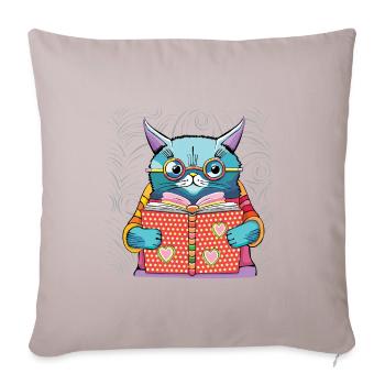 Die Katze, die liest - Sofakissenbezug 45 x 45 cm - helles Taupe - Vorne