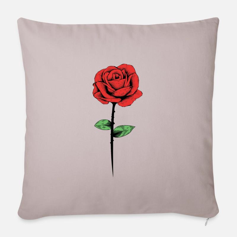 rose blume - Sofakissenbezug 45 x 45 cm - helles Taupe