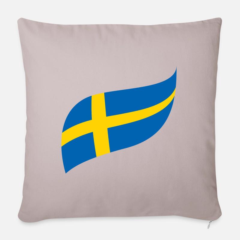 Schweden Flagge - Sofakissenbezug 45 x 45 cm - helles Taupe