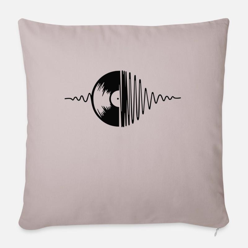 Schallplatten Design - Sofakissenbezug 45 x 45 cm - helles Taupe
