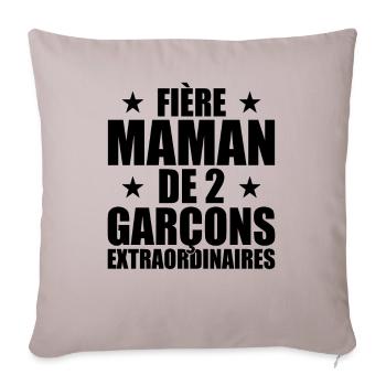 Fière Maman de 2 Garçons Extraordinaire - Cadeau - Housse de coussin décorative 45 x 45 cm - taupe clair - Devant