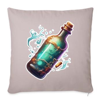 Bouteille magique / Bouchon de liège / eau / bande dessinée - Housse de coussin décorative 45 x 45 cm - taupe clair - Devant