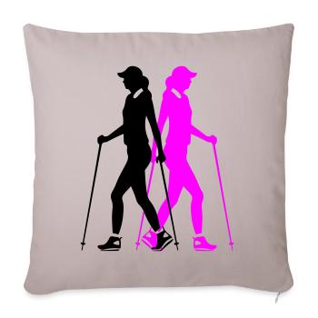 Nordic Walking Woman Silhouette - Sofa pillowcase 17,3'' x 17,3'' (45 x 45 cm) - light taupe - Front