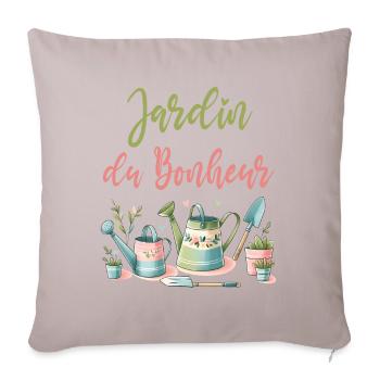 Jardin du bonheur cadeau femme jardinage fleurs - Housse de coussin décorative 45 x 45 cm - taupe clair - Devant