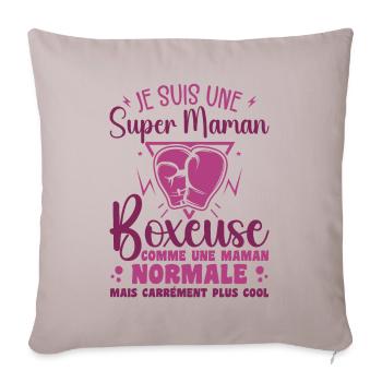 Maman Boxeuse Comme Maman Normale Mais Plus Cool - Housse de coussin décorative 45 x 45 cm - taupe clair - Devant