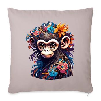 Cute Monkey / Monkey Girl / Cute / Hair Bow - Sofa pillowcase 17,3'' x 17,3'' (45 x 45 cm) - light taupe - Front