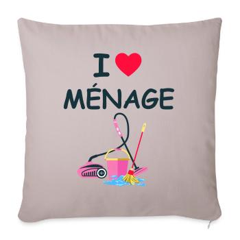 Humour Faire Le Ménage - Housse de coussin décorative 45 x 45 cm - taupe clair - Devant