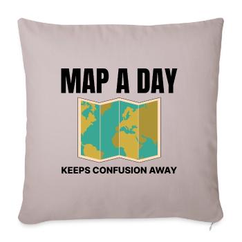 Carte du monde SIG Cartographie Terre Géographie - Housse de coussin décorative 45 x 45 cm - taupe clair - Devant