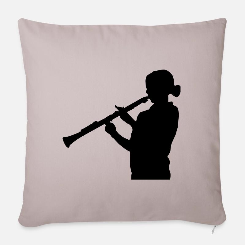 klarinette instrument - Sofakissenbezug 45 x 45 cm - helles Taupe