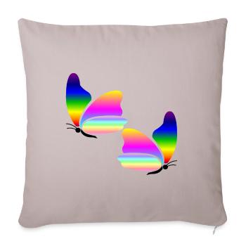 Papillon arc-en-ciel - Housse de coussin décorative 45 x 45 cm - taupe clair - Devant