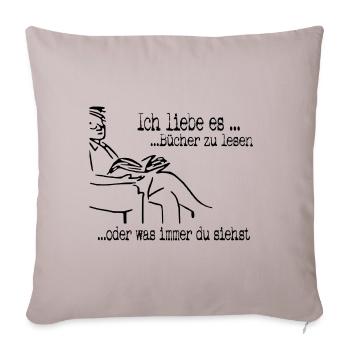 Bücherliebhaber (schwarzes Design) - Sofakissenbezug 45 x 45 cm - helles Taupe - Vorne