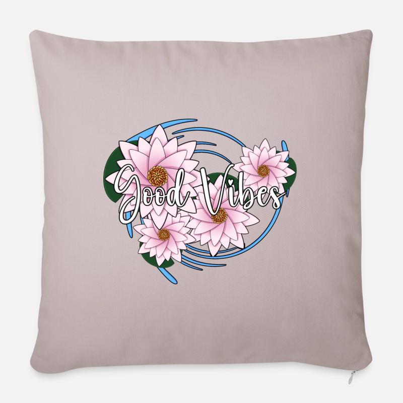 Good Vibes - Lotus Version - Housse de coussin décorative 45 x 45 cm - taupe clair
