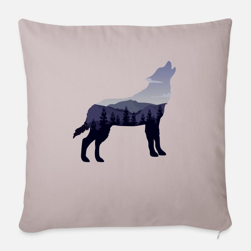Wolf Berge Wald Mystik Rudel Wölfe Natur Geschenk - Sofakissenbezug 45 x 45 cm - helles Taupe