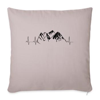 Montagnes ECG rythme cardiaque, sports d'hiver après ski drôle - Housse de coussin décorative 45 x 45 cm - taupe clair - Devant