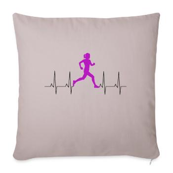 Fitness Running Funny Ladies EKG Runner Heartbeat - Sofa pillowcase 17,3'' x 17,3'' (45 x 45 cm) - light taupe - Front