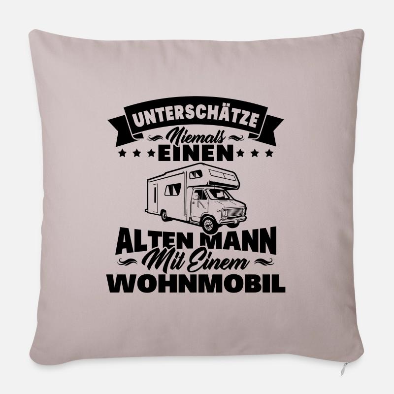 alten mann mit einem Wohnmobil - Sofakissenbezug 45 x 45 cm - helles Taupe