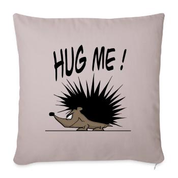 Drôle de hérisson dit HUG ME ! Style de bande dessinée - Housse de coussin décorative 45 x 45 cm - taupe clair - Devant
