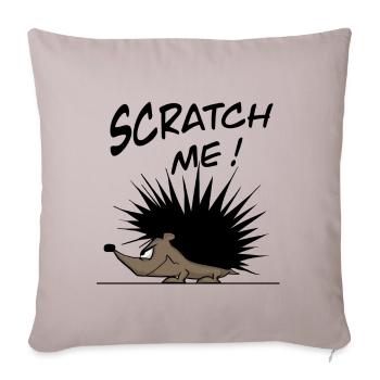 Lustiger Igel sagt SCRATCH ME ! Comic Cartoon Stil - Sofakissenbezug 45 x 45 cm - helles Taupe - Vorne