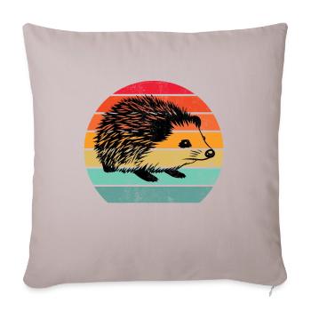 Hérisson rétro vintage - Housse de coussin décorative 45 x 45 cm - taupe clair - Devant