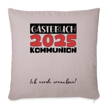 Communion 2025 Guest Book Gift Girls Boys - Sofa pillowcase 17,3'' x 17,3'' (45 x 45 cm) - light taupe - Front