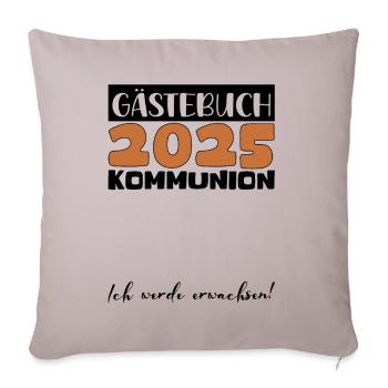 Communion 2025 Guest Book Gift Girls Boys - Sofa pillowcase 17,3'' x 17,3'' (45 x 45 cm) - light taupe - Front