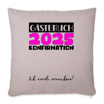 Confirmation 2025 Guest Book Decoration Girls Boys - Sofa pillowcase 17,3'' x 17,3'' (45 x 45 cm) - light taupe - Front
