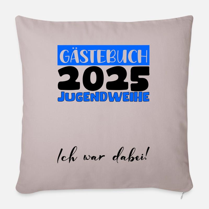 Jugendweihe 2025 Livre d’or Cadeau Filles Garçons - Housse de coussin décorative 45 x 45 cm - taupe clair