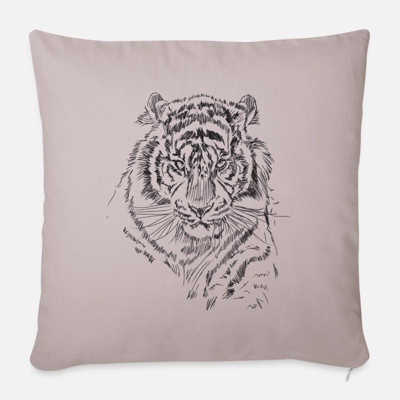 tigre - Housse de coussin décorative 45 x 45 cm - taupe clair