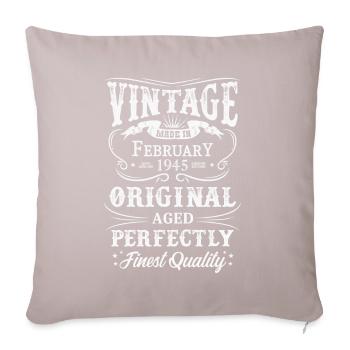 Vintage Fabriqué En 1945 Année de naissance Février 1945 - Housse de coussin décorative 45 x 45 cm - taupe clair - Devant