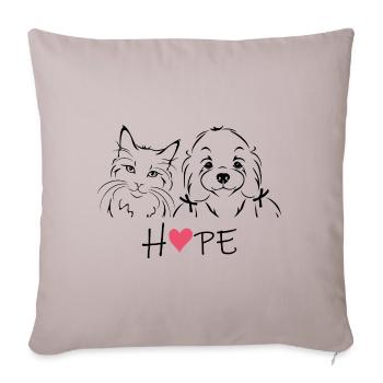 Outlined portrait of cat and Maltese Bichon - Sofa pillowcase 17,3'' x 17,3'' (45 x 45 cm) - light taupe - Front