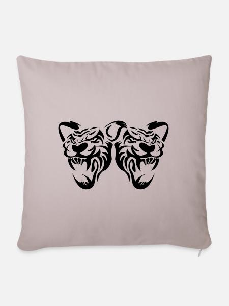 tiger kopf panther raubkatze - Sofakissenbezug 45 x 45 cm - helles Taupe