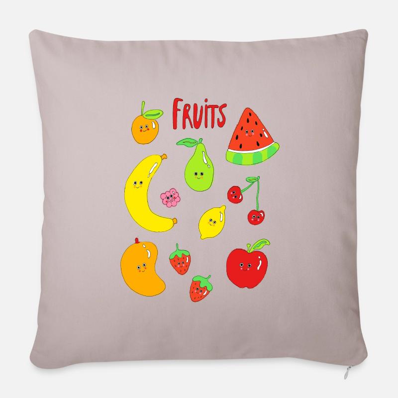 Fruit et co. - Housse de coussin décorative 45 x 45 cm - taupe clair