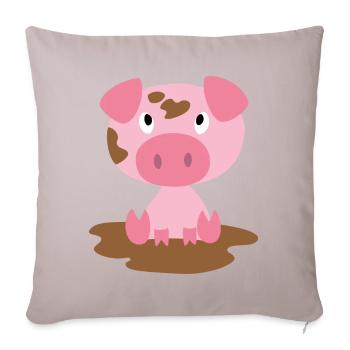 Vêtements et accessoires enfants motif cochon - Housse de coussin décorative 45 x 45 cm - taupe clair - Devant