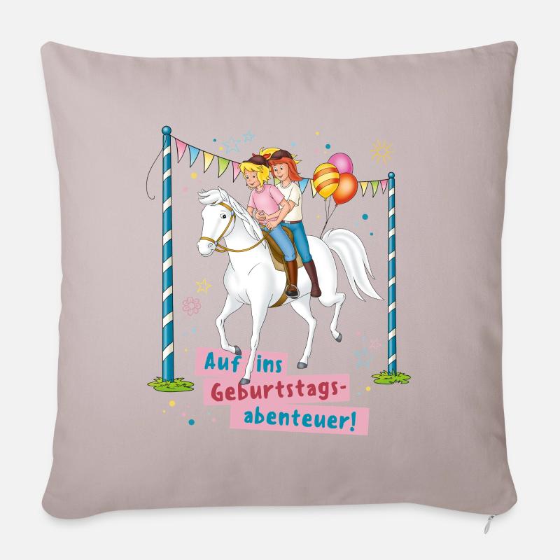 Bibi & Tina Auf Ins Geburtstagsabenteuer - Sofakissenbezug 45 x 45 cm - helles Taupe