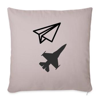 Avion en papier - Garder son âme d'enfant - Housse de coussin décorative 45 x 45 cm - taupe clair - Devant