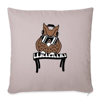 DJ Owl Night Bird Piano Keyboard Key Play - Sofa pillowcase 17,3'' x 17,3'' (45 x 45 cm) - light taupe - Front