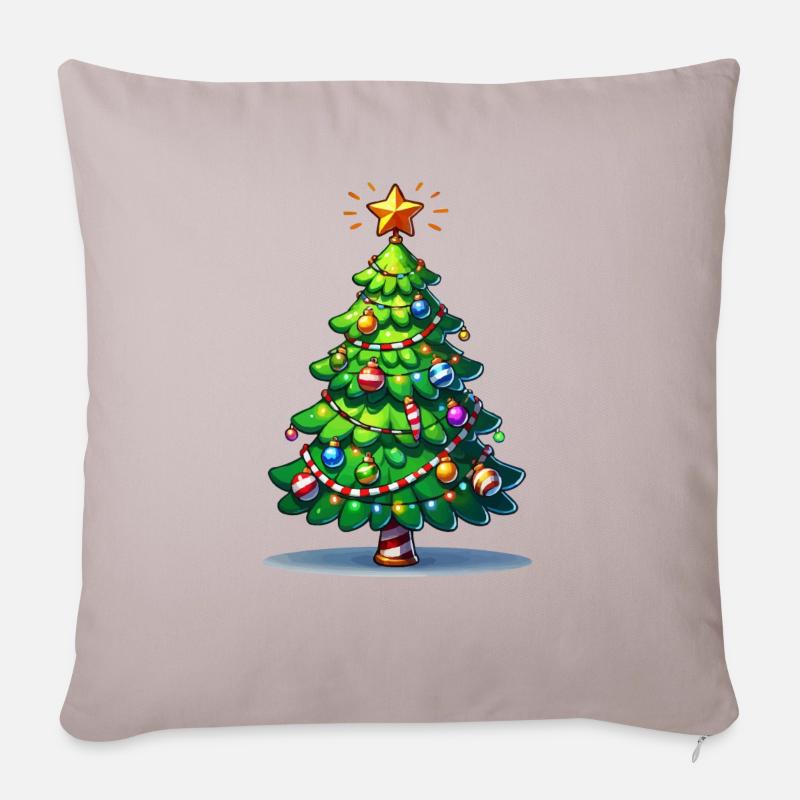 Tannenbaum - Sofakissenbezug 45 x 45 cm - helles Taupe