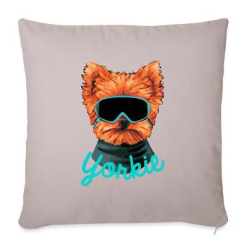 Yorkie Ski 80s Dog Cadeau Yorkie - Housse de coussin décorative 45 x 45 cm - taupe clair - Devant