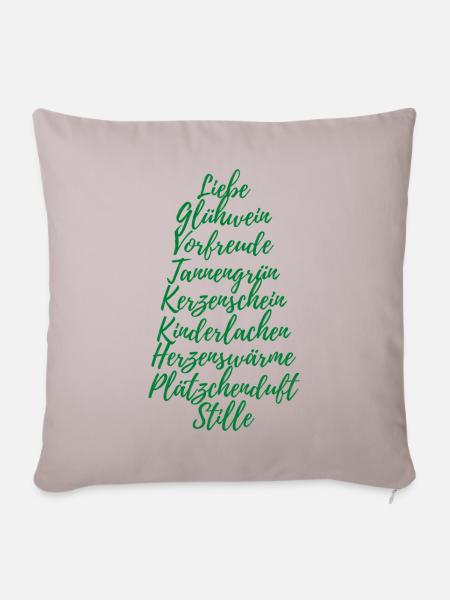 Weihnachtsbaum: Weihnachten erleben - Sofakissenbezug 45 x 45 cm - helles Taupe