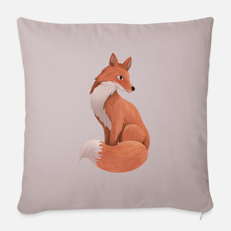 Fox Illustration - Sofa pillowcase 17,3'' x 17,3'' (45 x 45 cm) - light taupe
