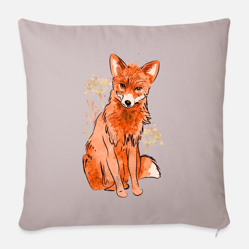 Roter Fuchs mit Klecksen - Sofakissenbezug 45 x 45 cm - helles Taupe