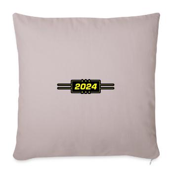 Année 2024 - Housse de coussin décorative 45 x 45 cm - taupe clair - Devant