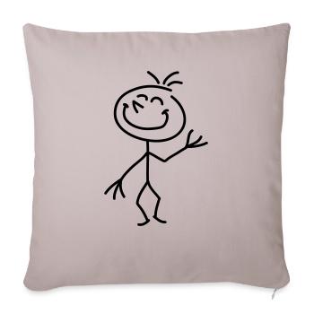 happy_stick_figure_1c - Sofa pillowcase 17,3'' x 17,3'' (45 x 45 cm) - light taupe - Front