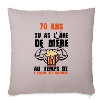 70 ans age biere homme taverne anniversaire - Housse de coussin décorative 45 x 45 cm - taupe clair - Devant