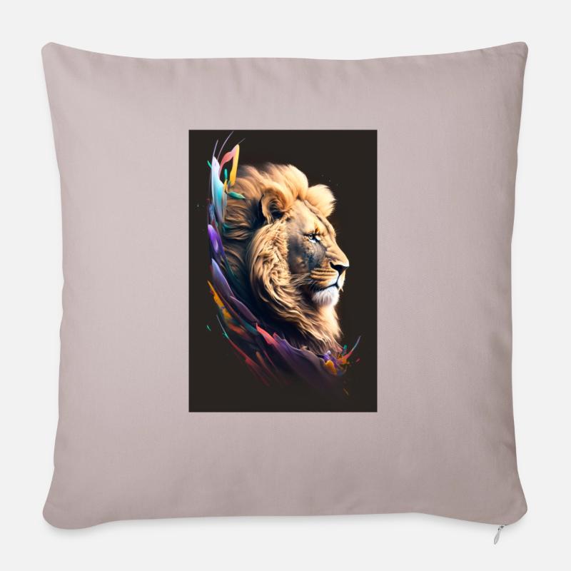Lion néon - Housse de coussin décorative 45 x 45 cm - taupe clair