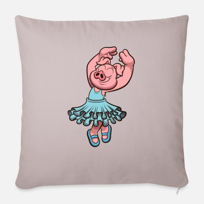 Schwein im Tutu - Sofakissenbezug 45 x 45 cm - helles Taupe