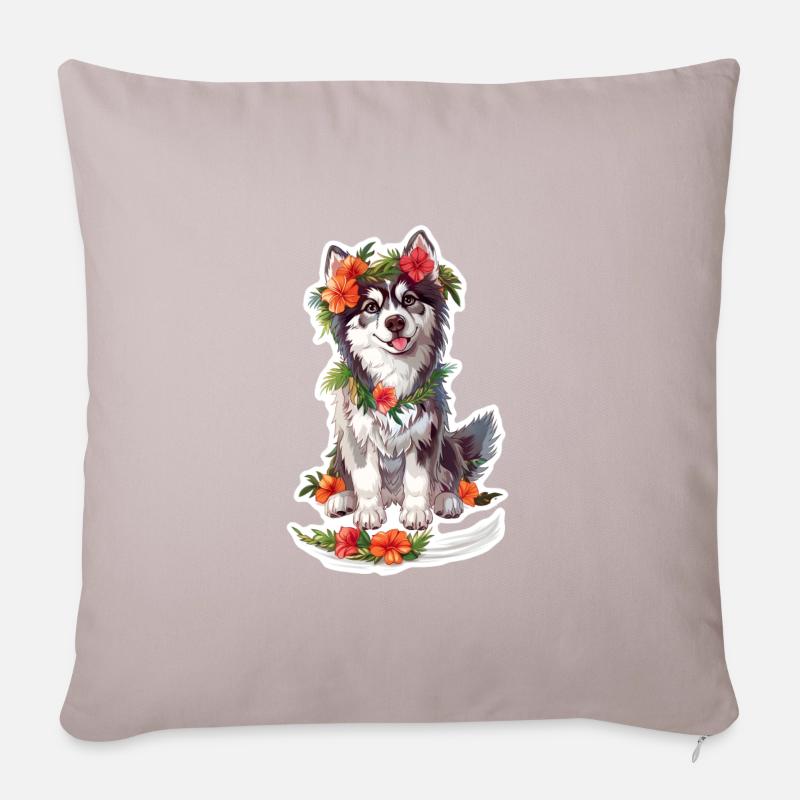 Mon Husky - Housse de coussin décorative 45 x 45 cm - taupe clair